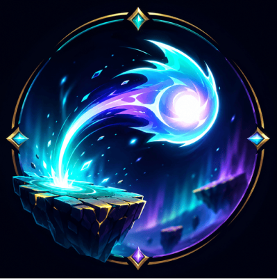 Wispward logo showing a luminous wisp over a floating platform